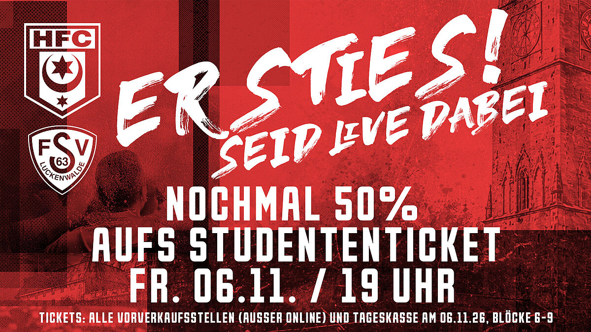 Ticket-Aktion für Erstsemester zum Heimspiel gegen den FSV Luckenwalde